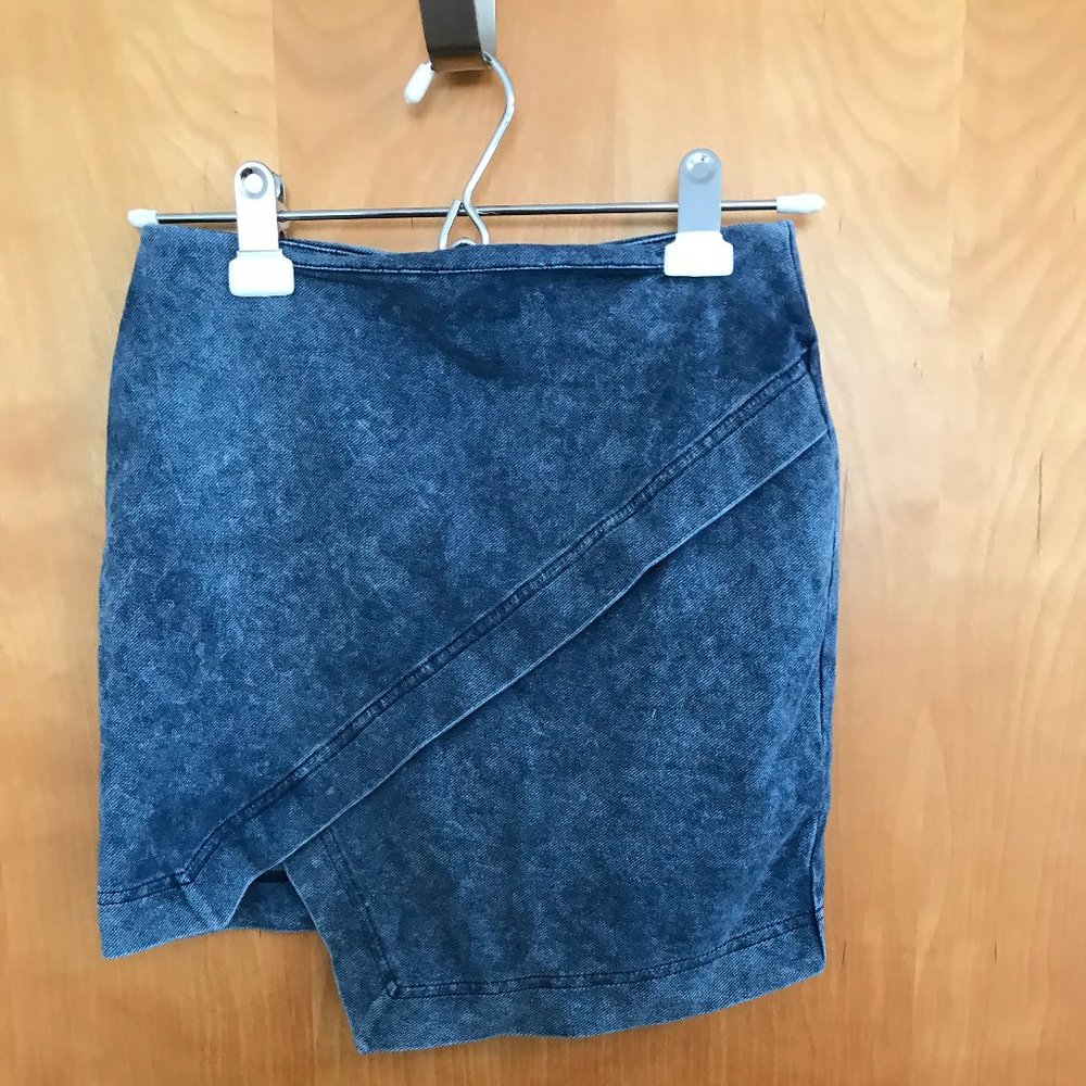 Blue denim asymmetrical skirt - worn once